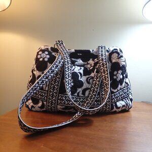 Vera Bradley Bag Tote Black White and Light Purple detail